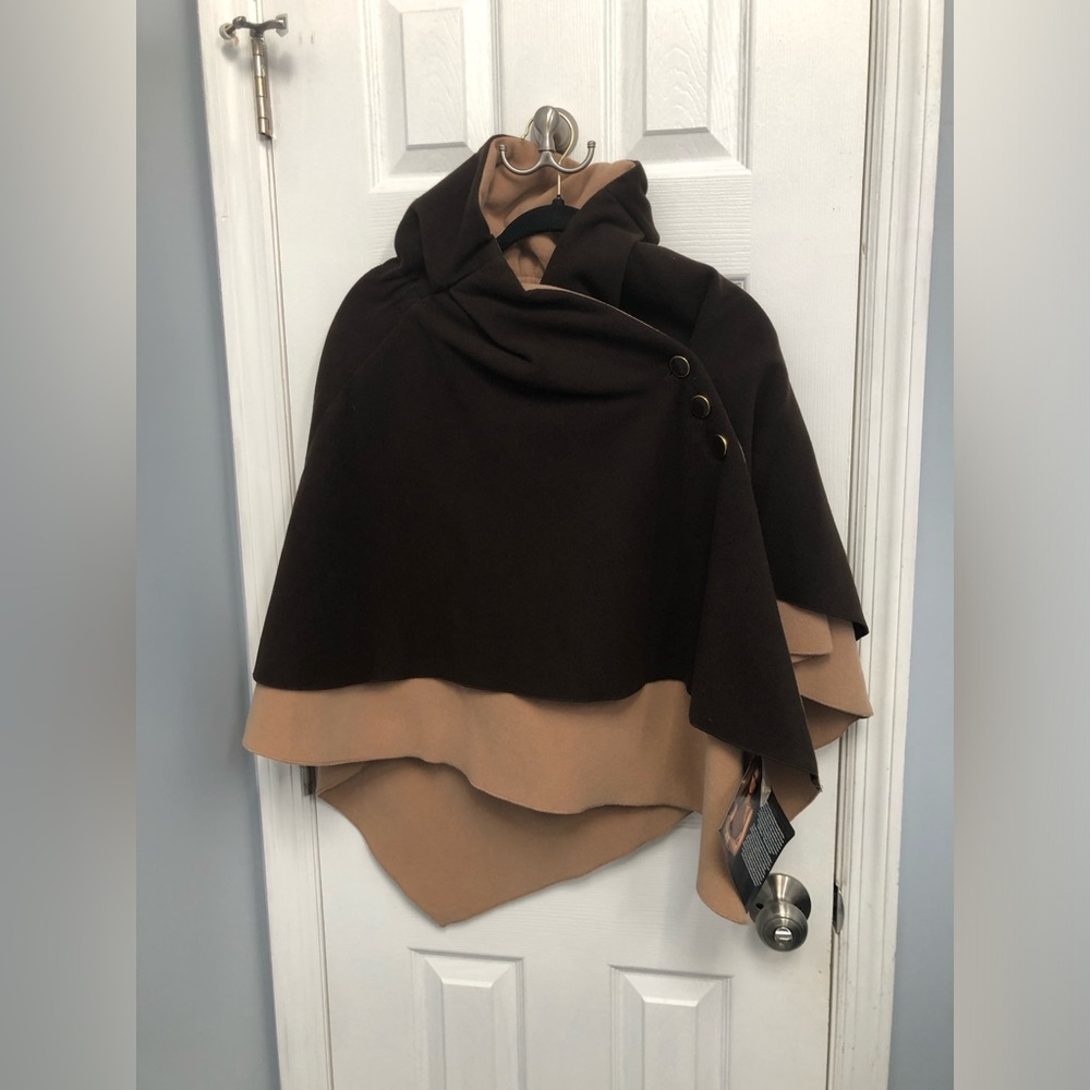 IMAN global chic Women’s Brown Cape Winter Jacket cover XS/S Feminine
